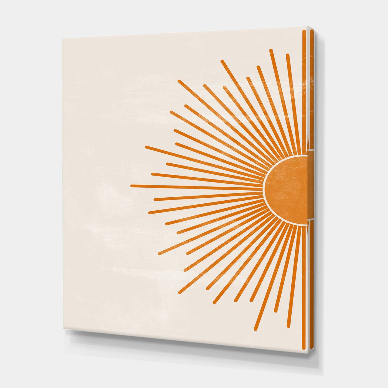 Designart - Orange Sun Print I - Modern Canvas Wall Art Print